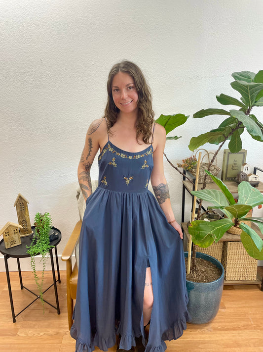 Navy Hanky Hem Dress