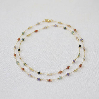 Colorful Bead Necklace with Gold Chain