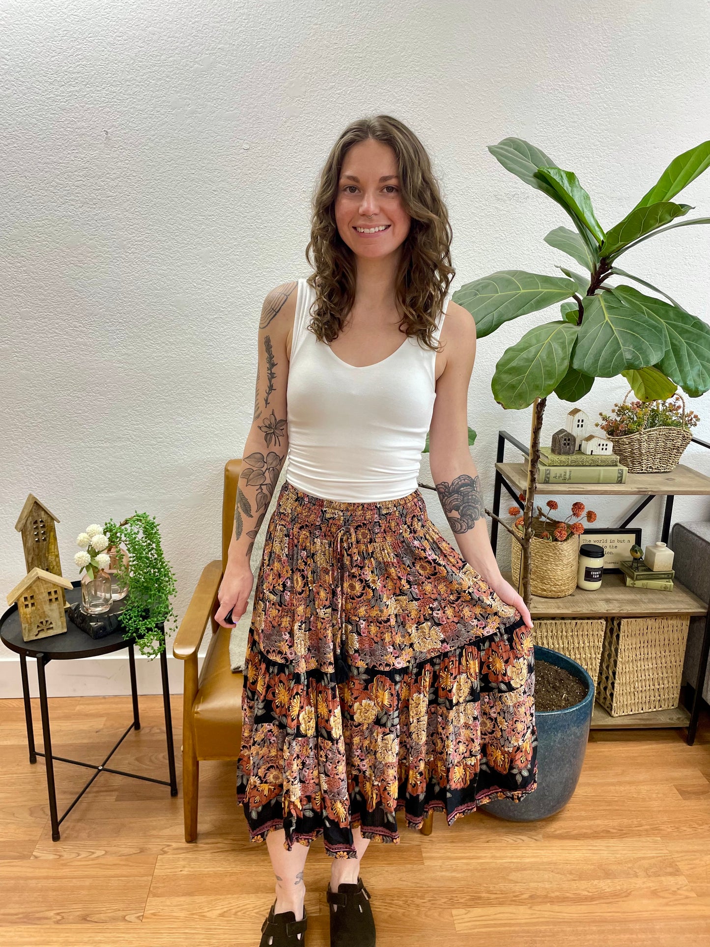 Moody Floral Circle Skirt
