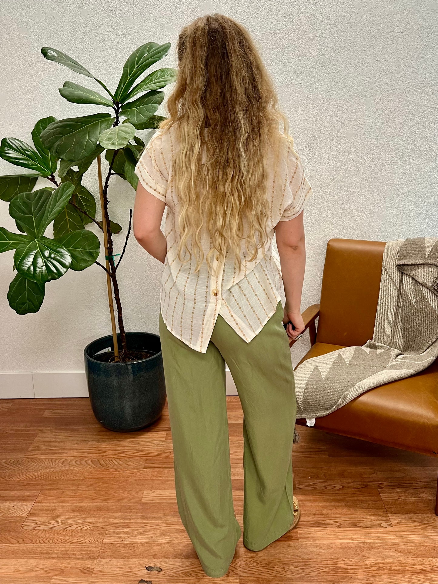 Olive Flowy Tencel Pants