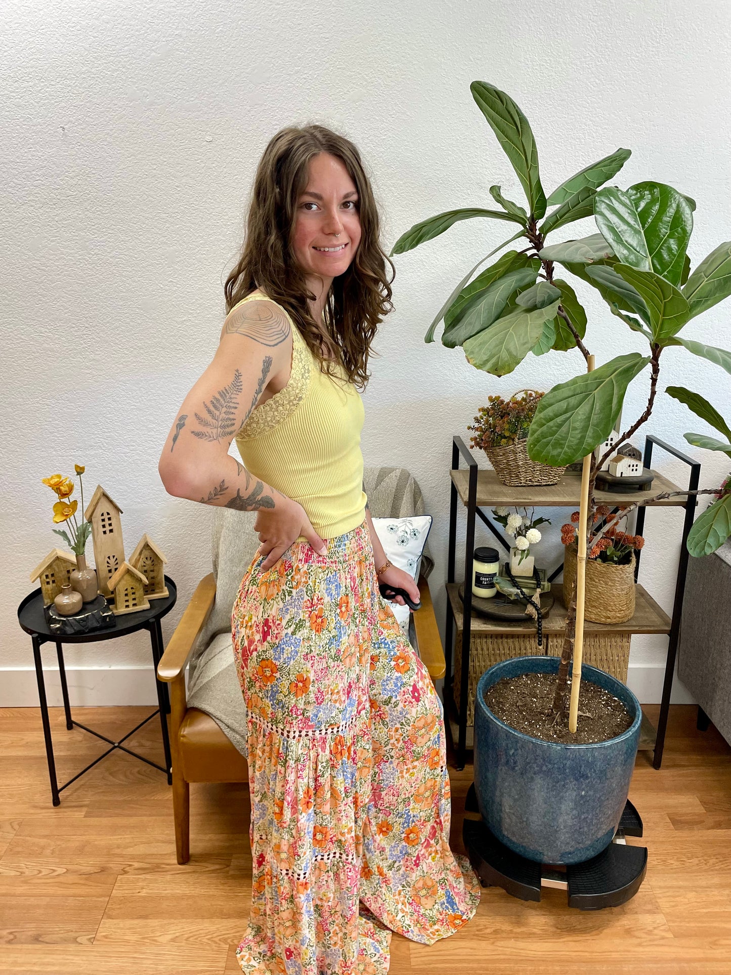 Cream Wide Leg Lace Insert Pants