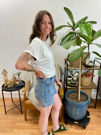 Indigo High Waist Y2K Cargo Shorts - Terra Cottage