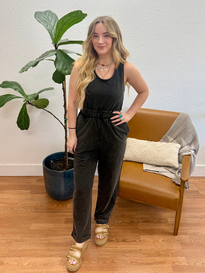 Black Washed Jumpsuit