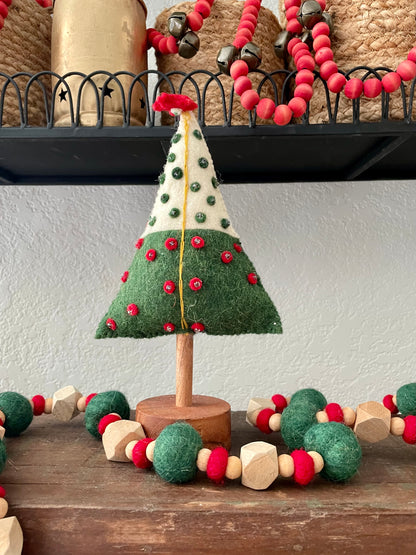 Handmade Wool Felt Tree w/ Embroidery