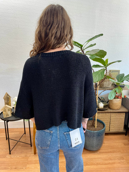 Black Short Sleeve Cardigan