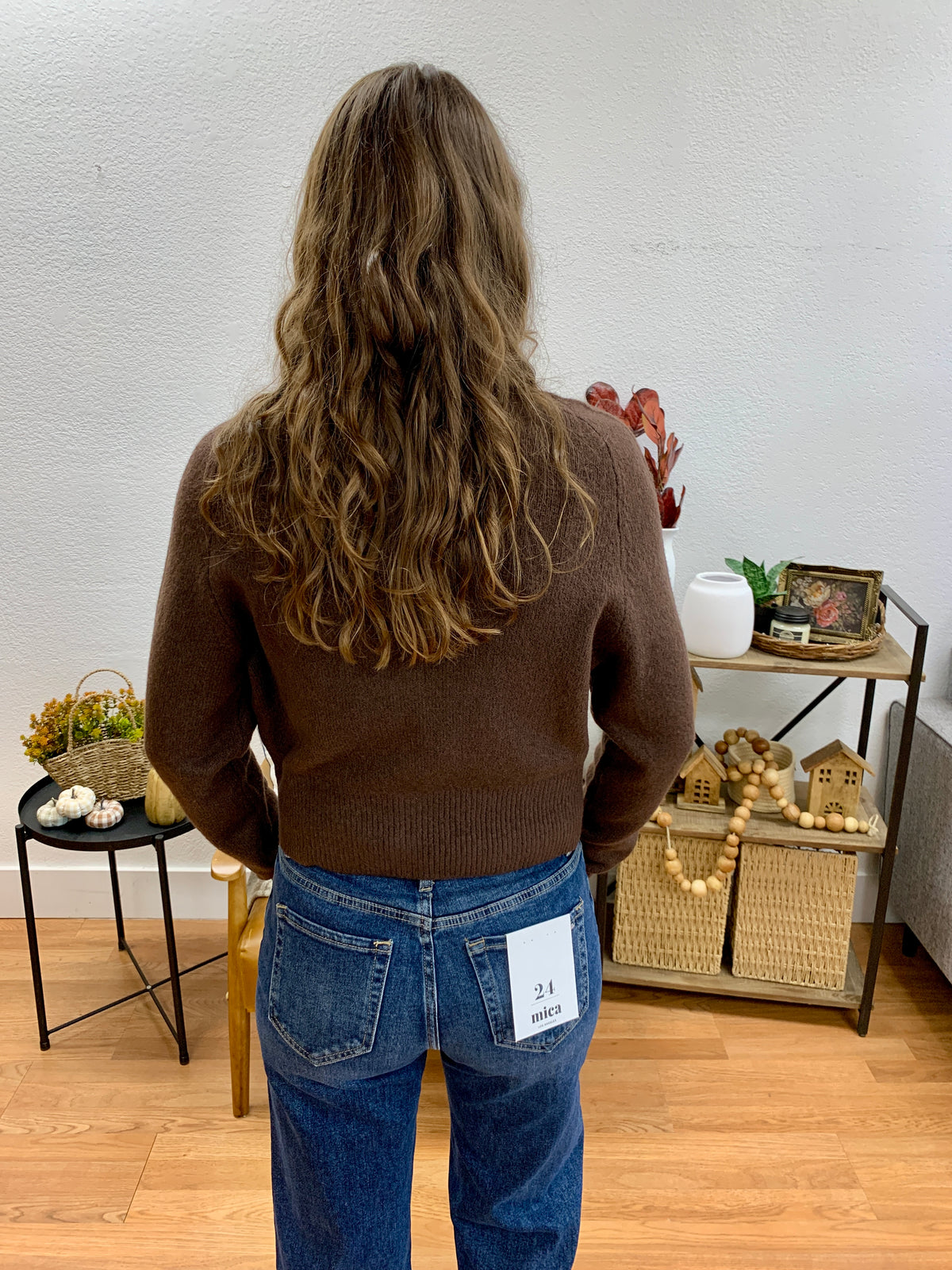 Brown Round Neck Cardigan