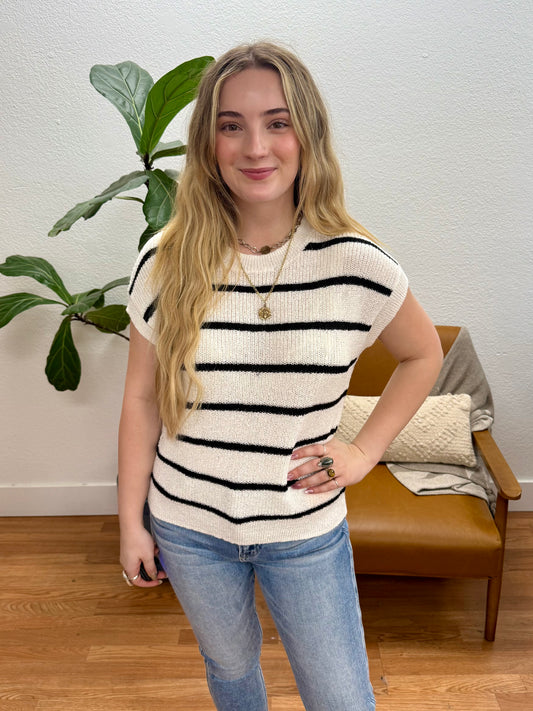 Ivory Stripe Knit Sweater