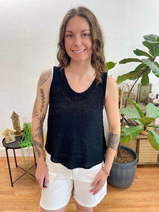 Black Knit Relaxed Tank