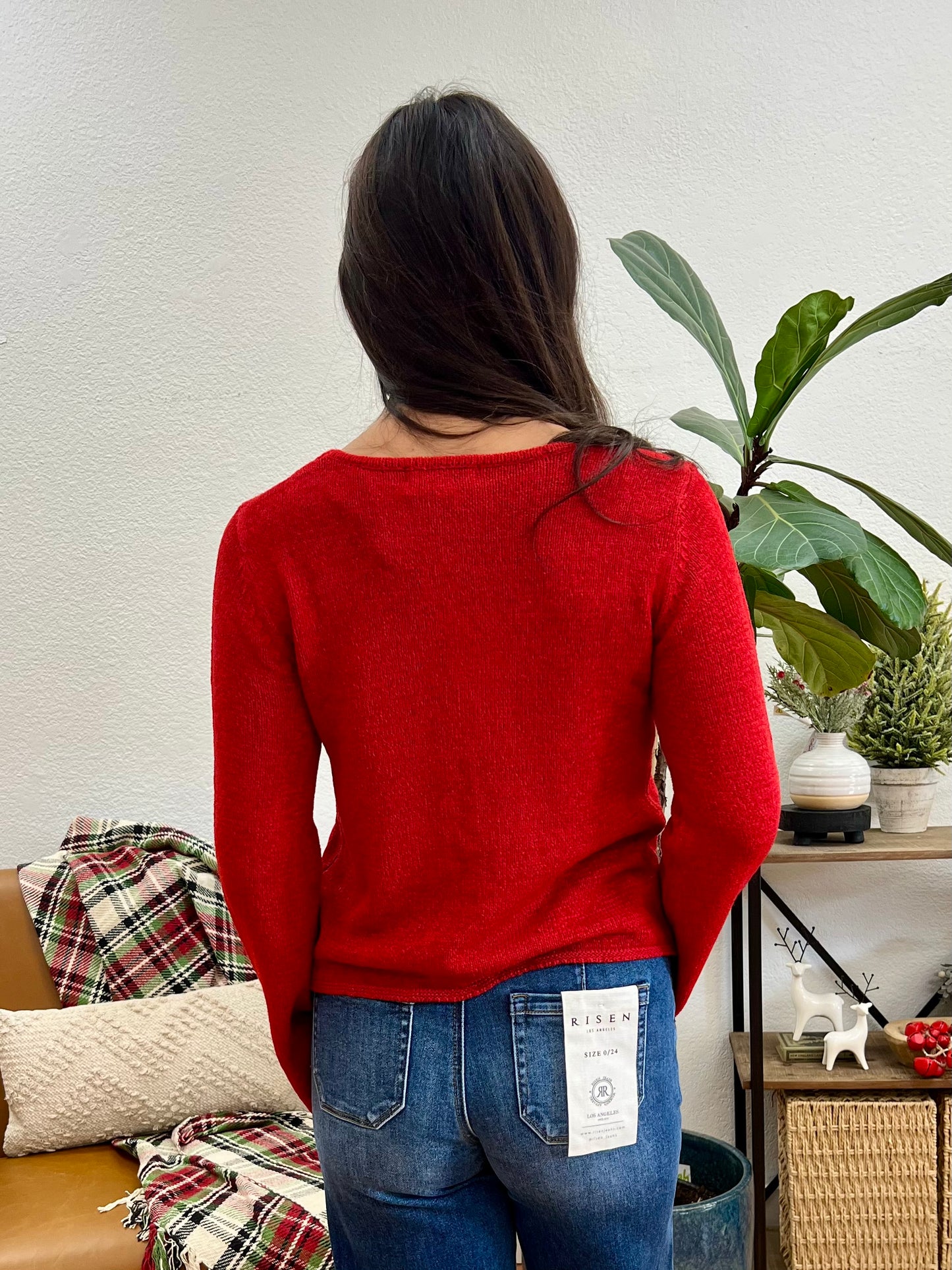 Red Tie Front Cardigan