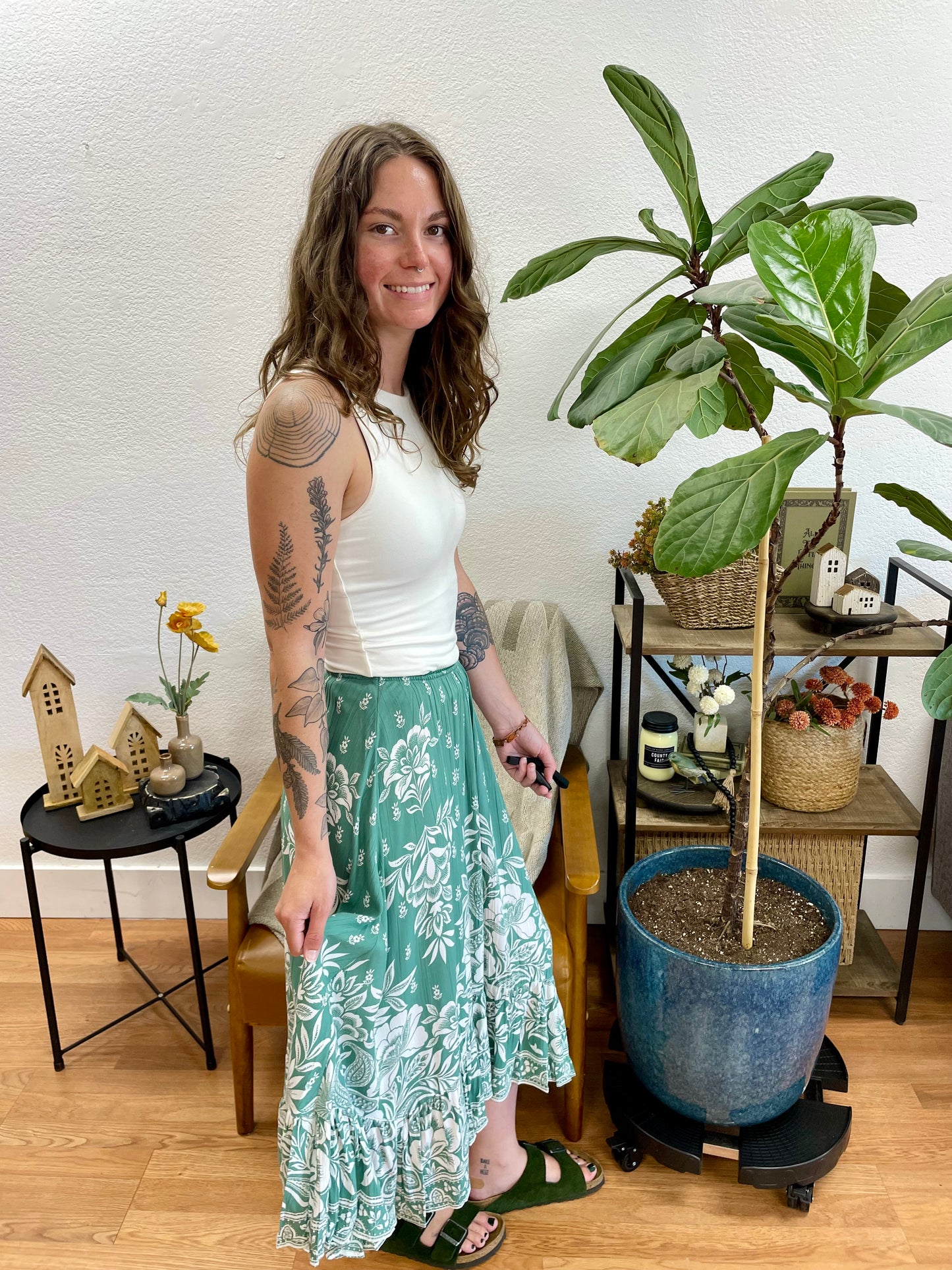 Green Hanky Hem Skirt