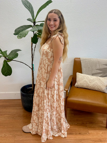 Mauve Square Neck Floral Maxi Dress