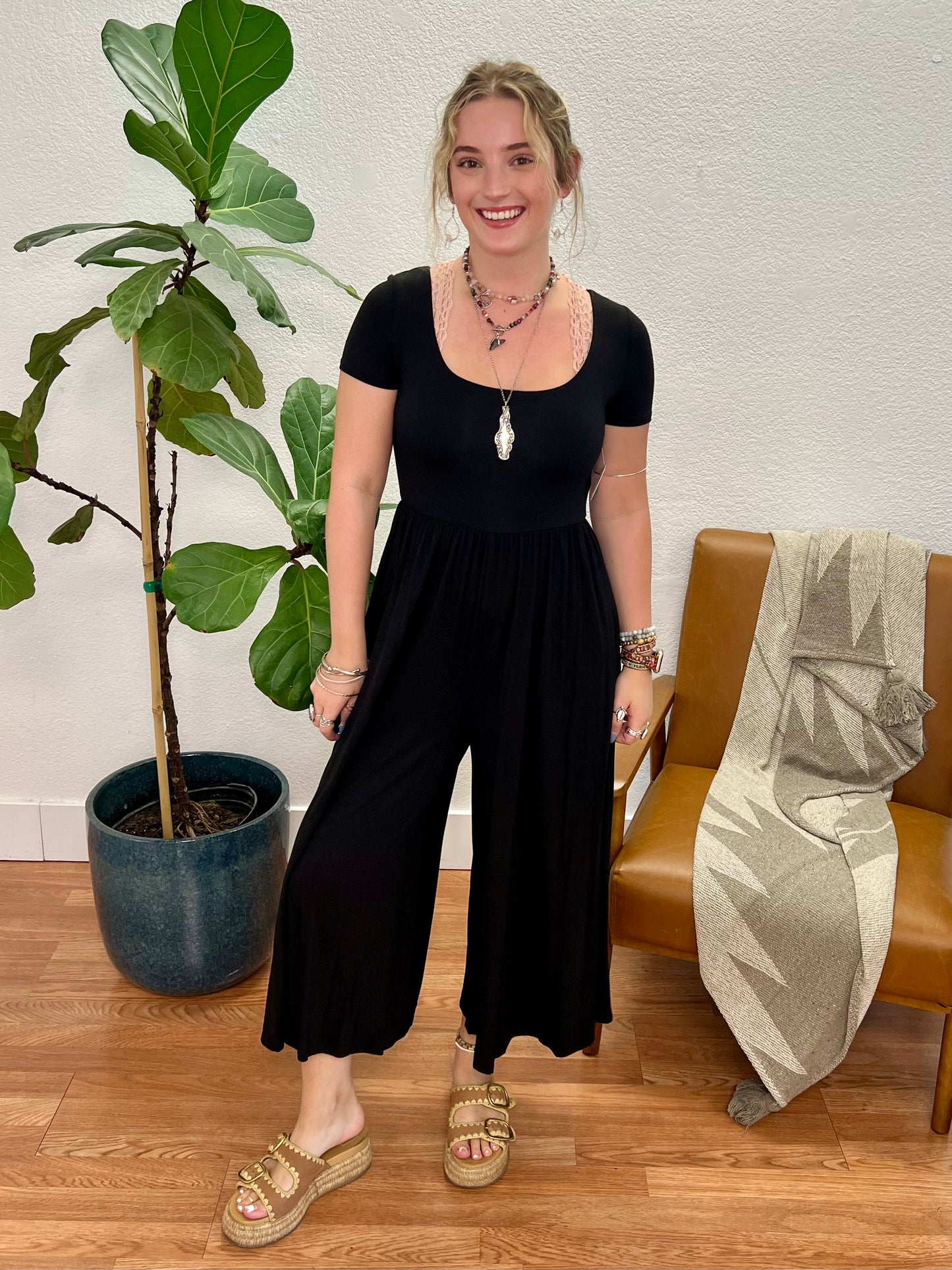 Black Double Layer Jumpsuit