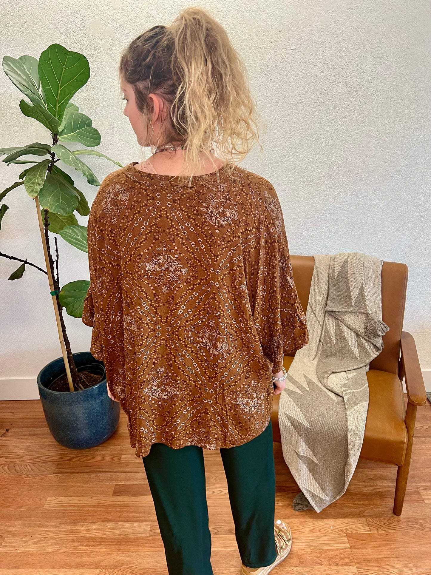 Butterscotch Ethnic Print Oversized Blouse