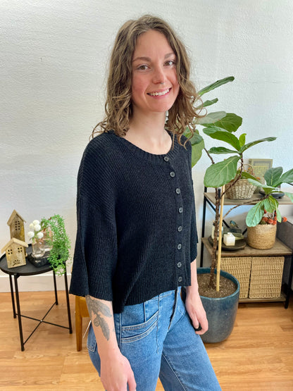 Black Short Sleeve Cardigan