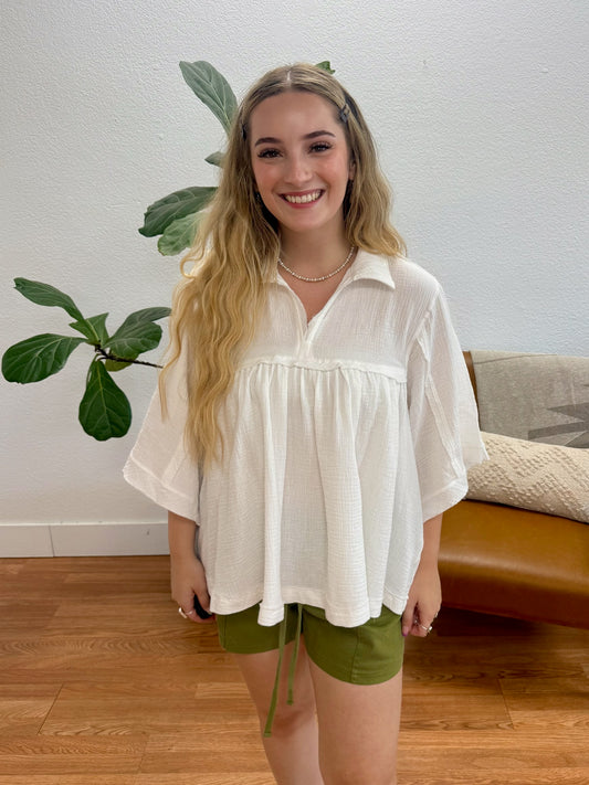 White Oversized Hi-Lo Tunic Top