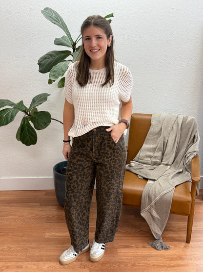 Mocha Leopard Twill Pants