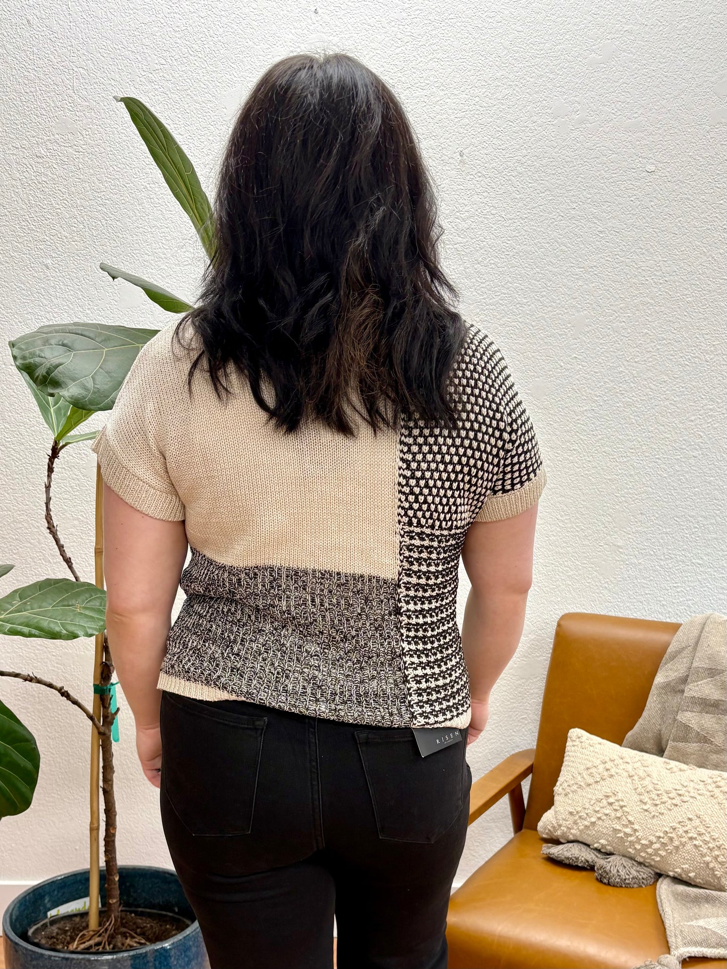 Black Colorblock Sweater Top