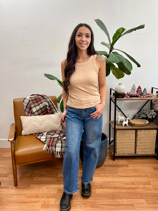 RISEN Crop Barrel Leg Jeans