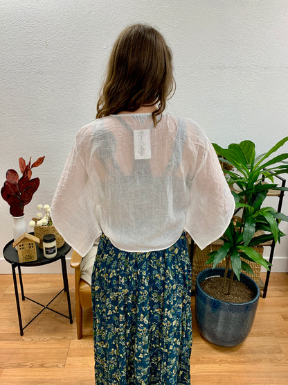 Off White Linen Blend Cardigan