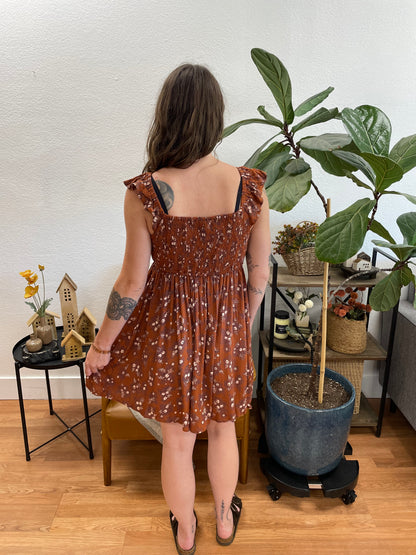 Ginger V Neck Flutter Sleeve Dress