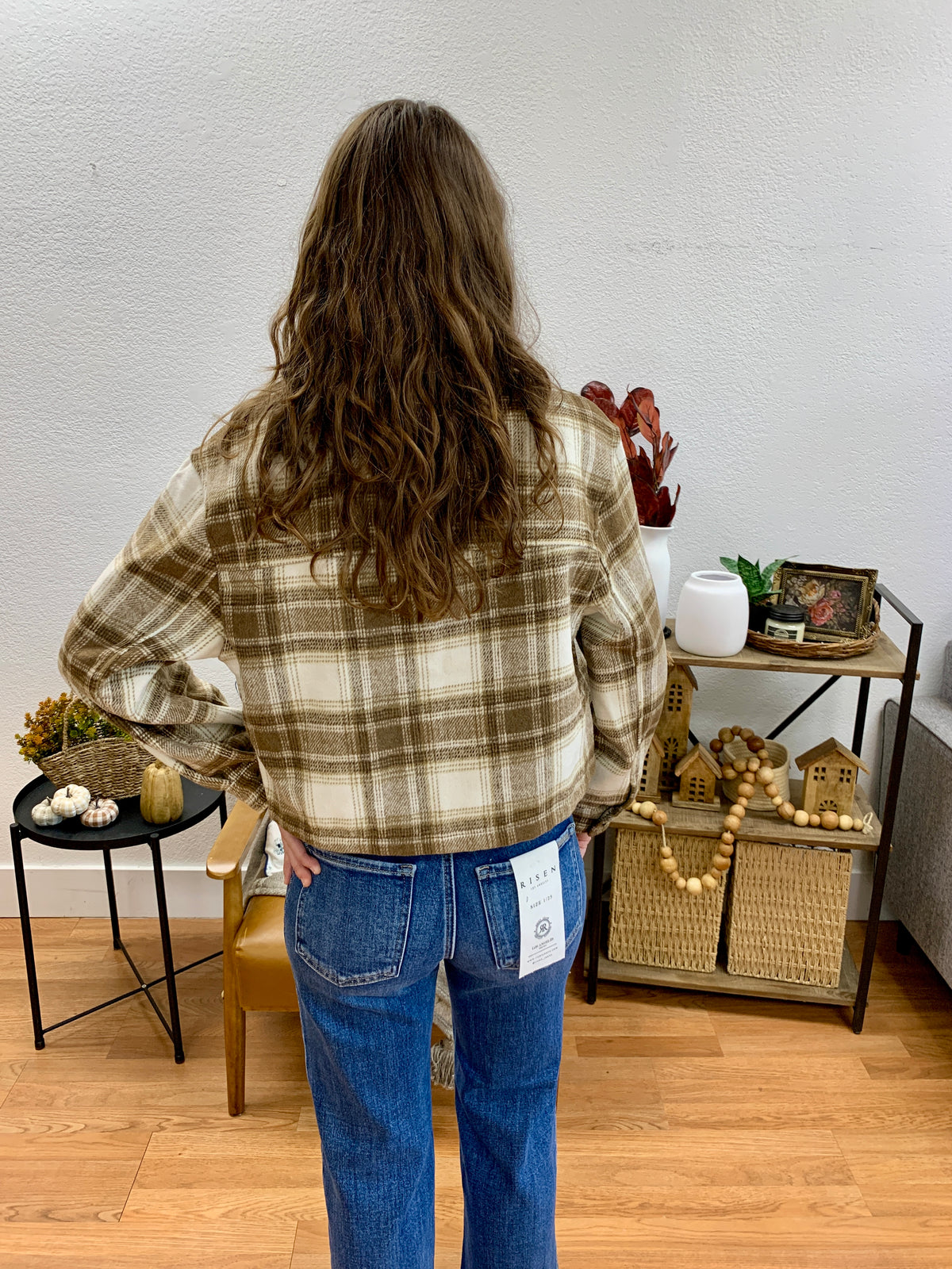 Cocoa Cropped Plaid Jacket