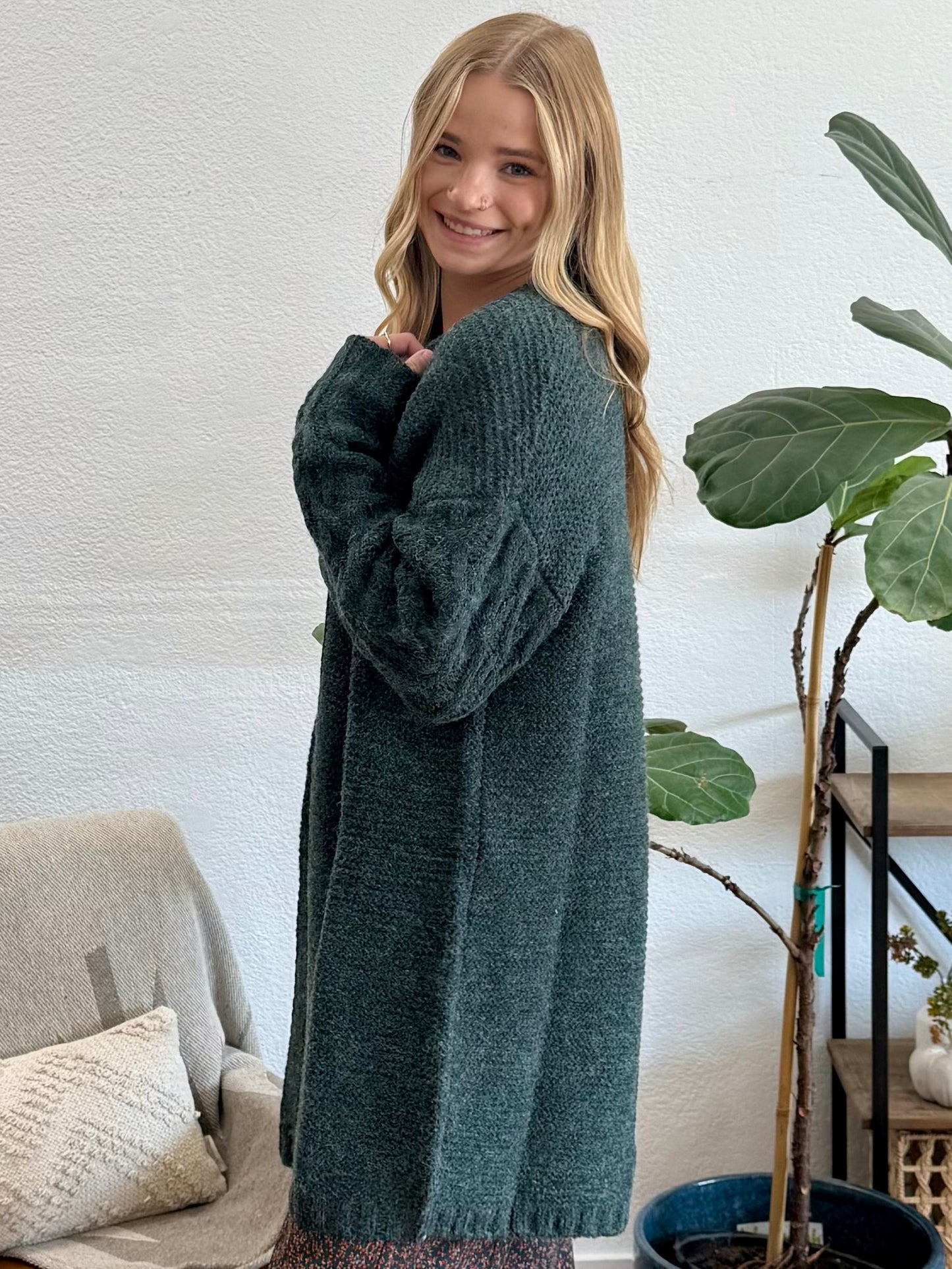 Hunter Green Cozy Knit Cardigan