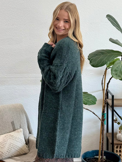 Hunter Green Cozy Knit Cardigan