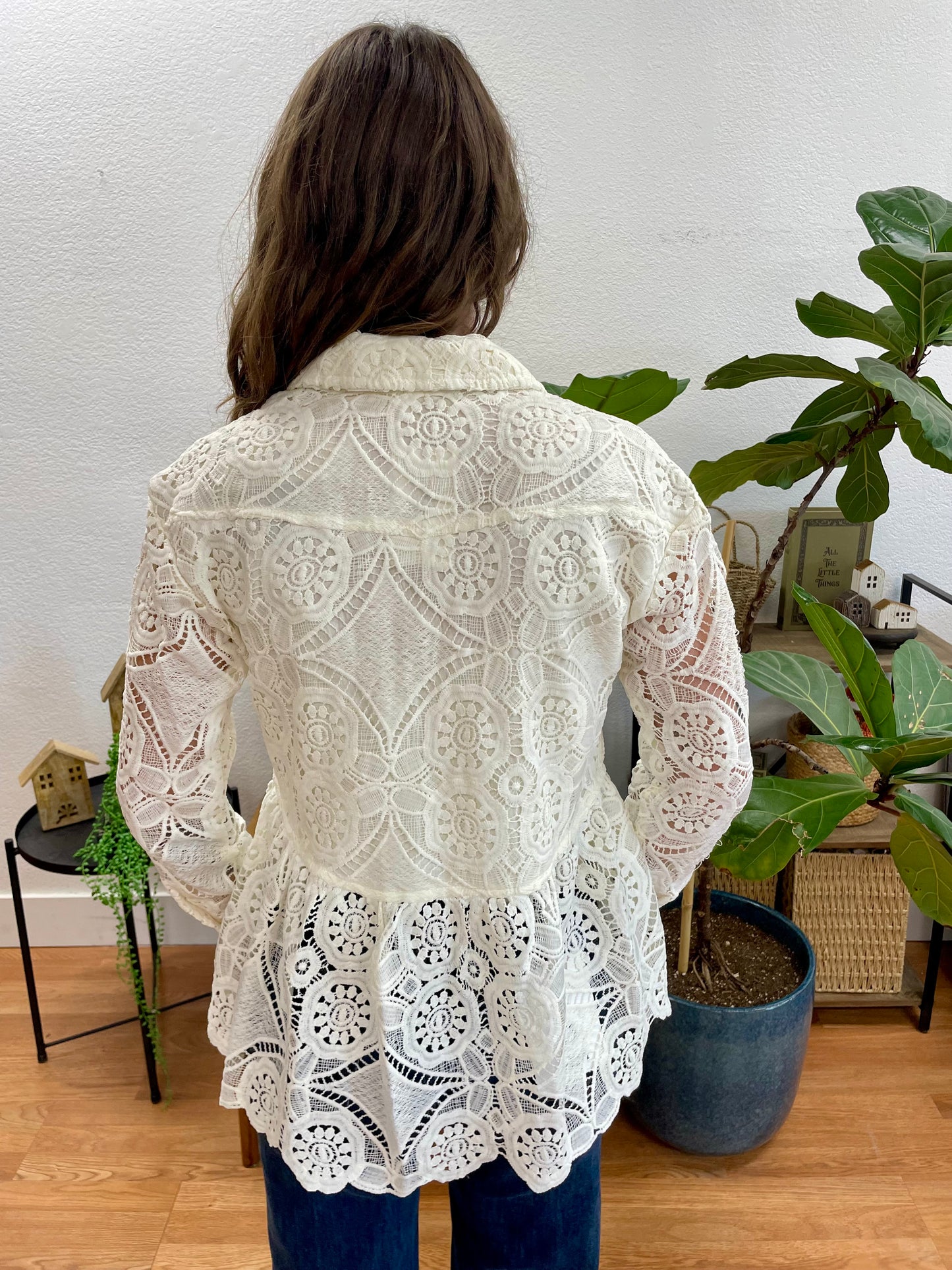 White Lace Peplum Jacket