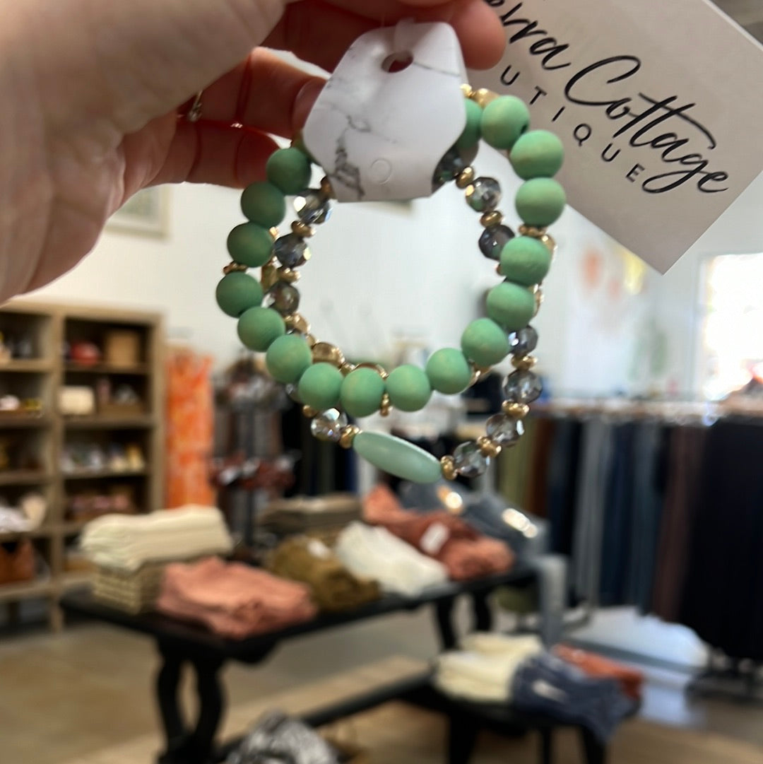 Mint Chunky Bracelet Set