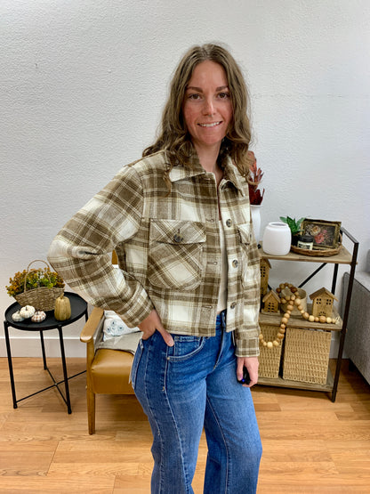 Cocoa Cropped Plaid Jacket