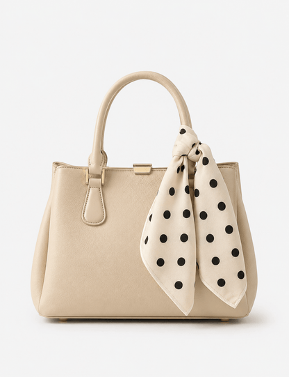Beige Polka Dot Print Bandana Scarf