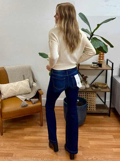 RISEN Deep Blue Low Rise Flare Jeans