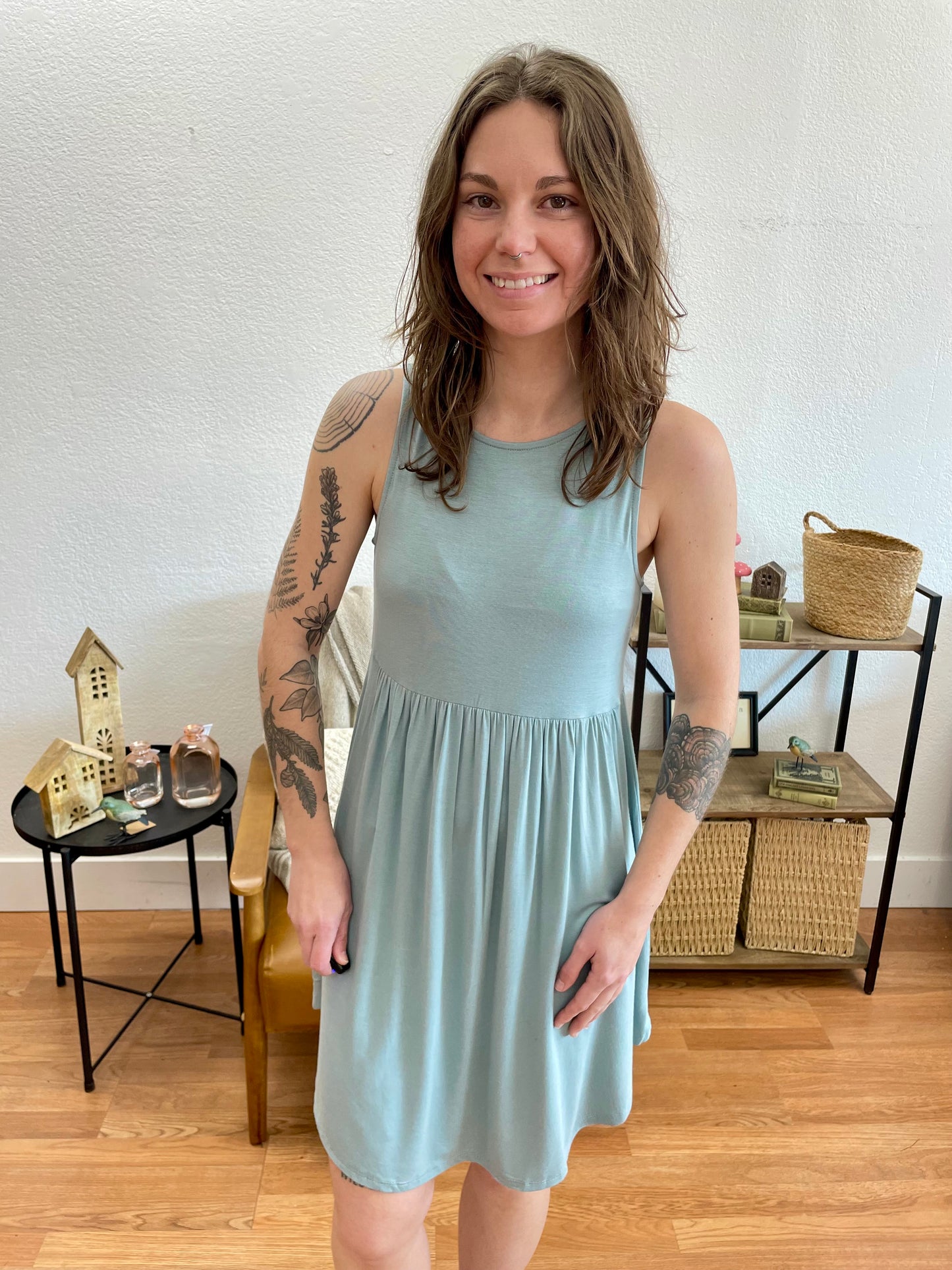 Blue Sage Jersey Swing Dress