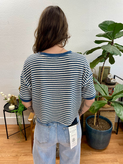 Denim Button Up Textured Top