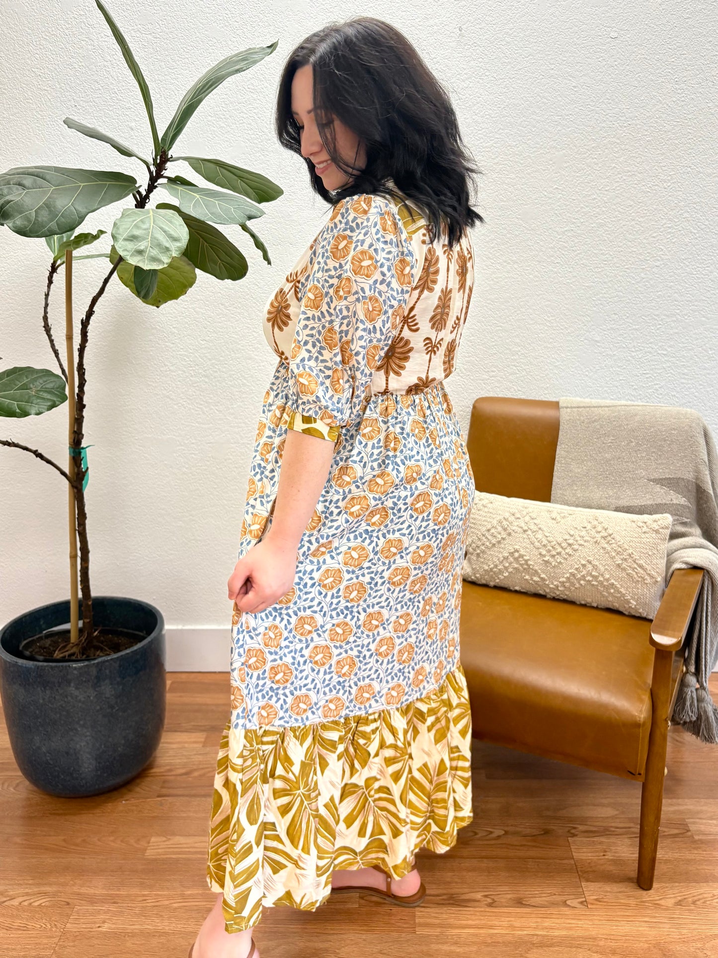 Blue Mix Shirt Dress