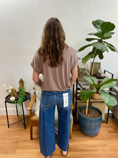 Risen Dark Wash Slouchy Cropped Barrel Jeans