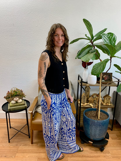 Blue Printed Palazzo Pants