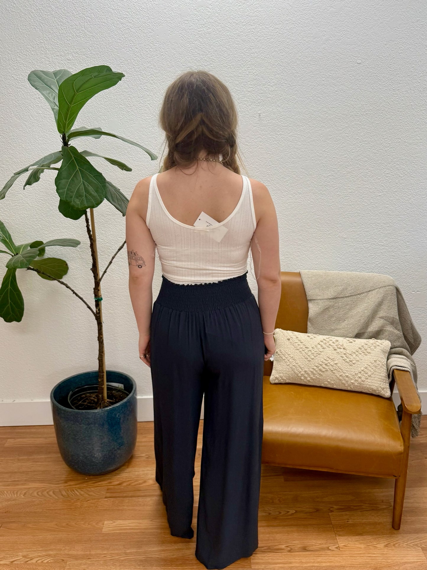 Graphite Heavy Gauze Wide Leg Pants
