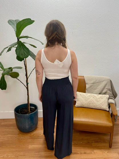 Graphite Heavy Gauze Wide Leg Pants