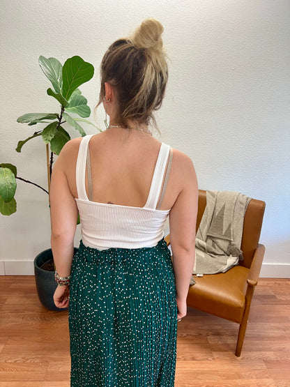 White Stretchy Ribbed Crop Top