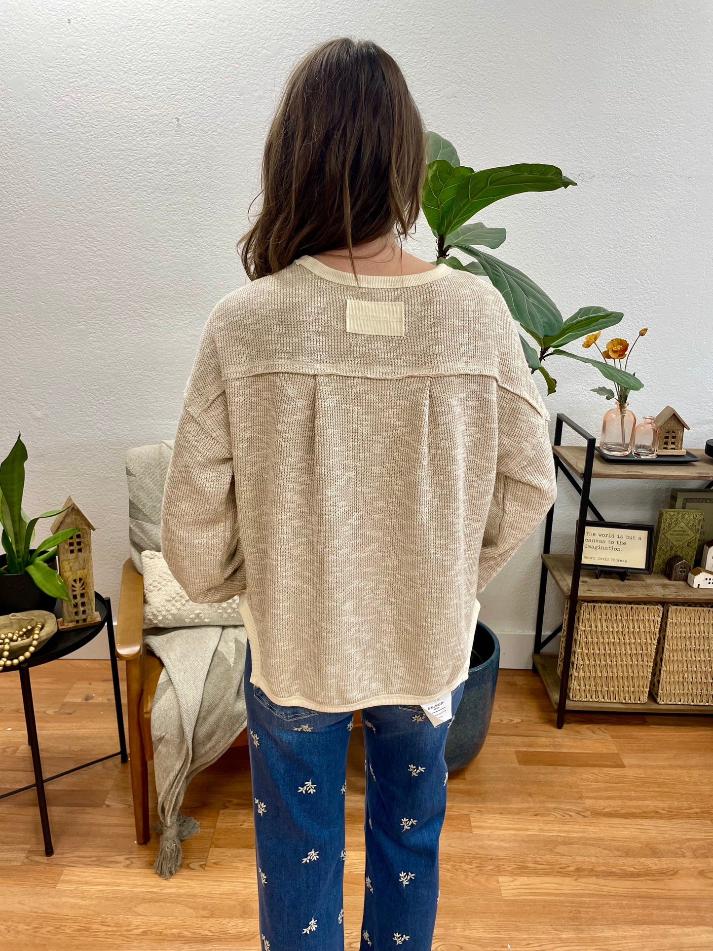 Beige Marled Pullover Top