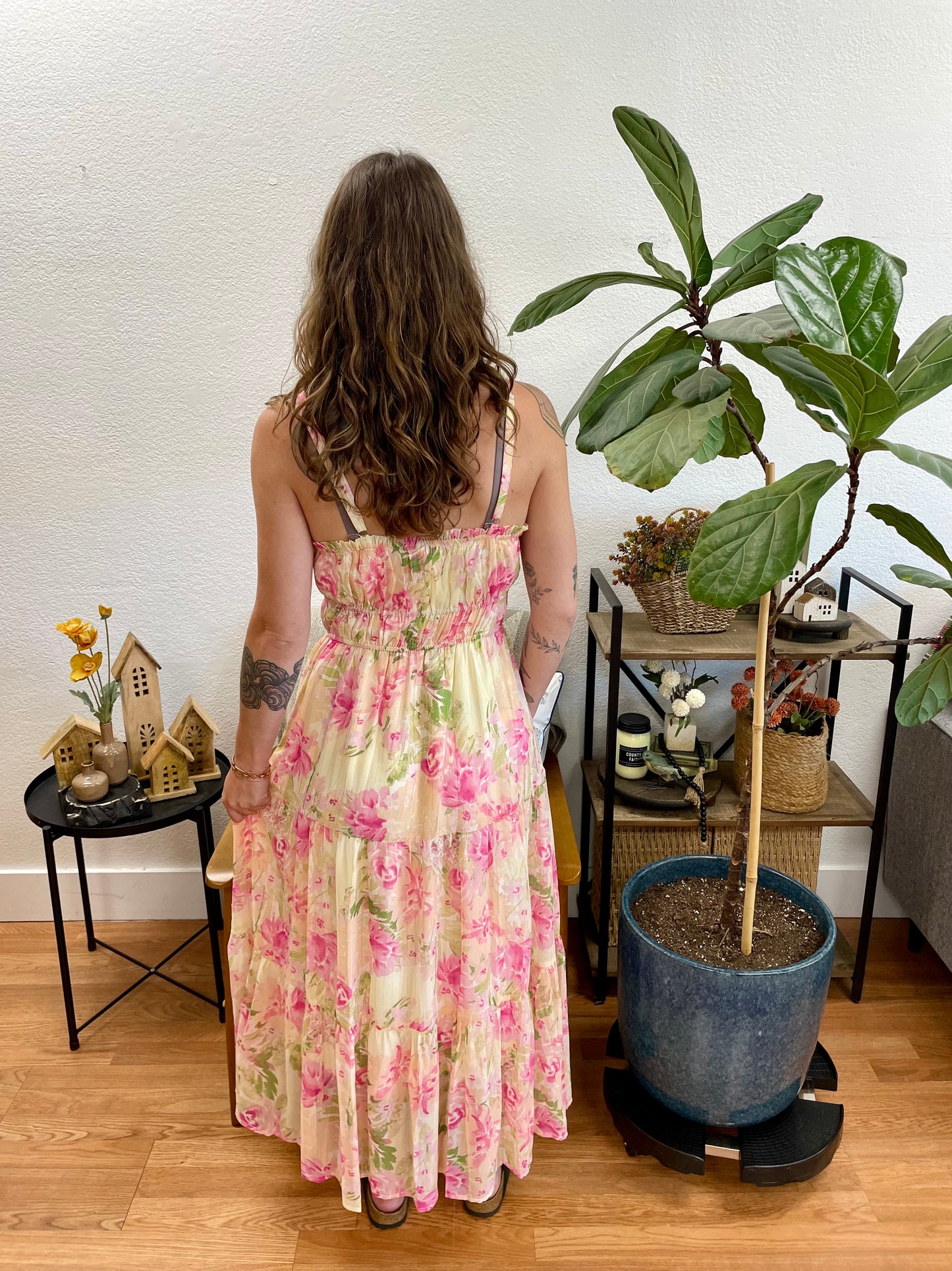 Ivory and Rose Ruffle Tiered Dress