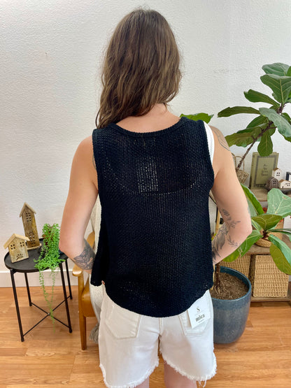 Black Knit Relaxed Tank