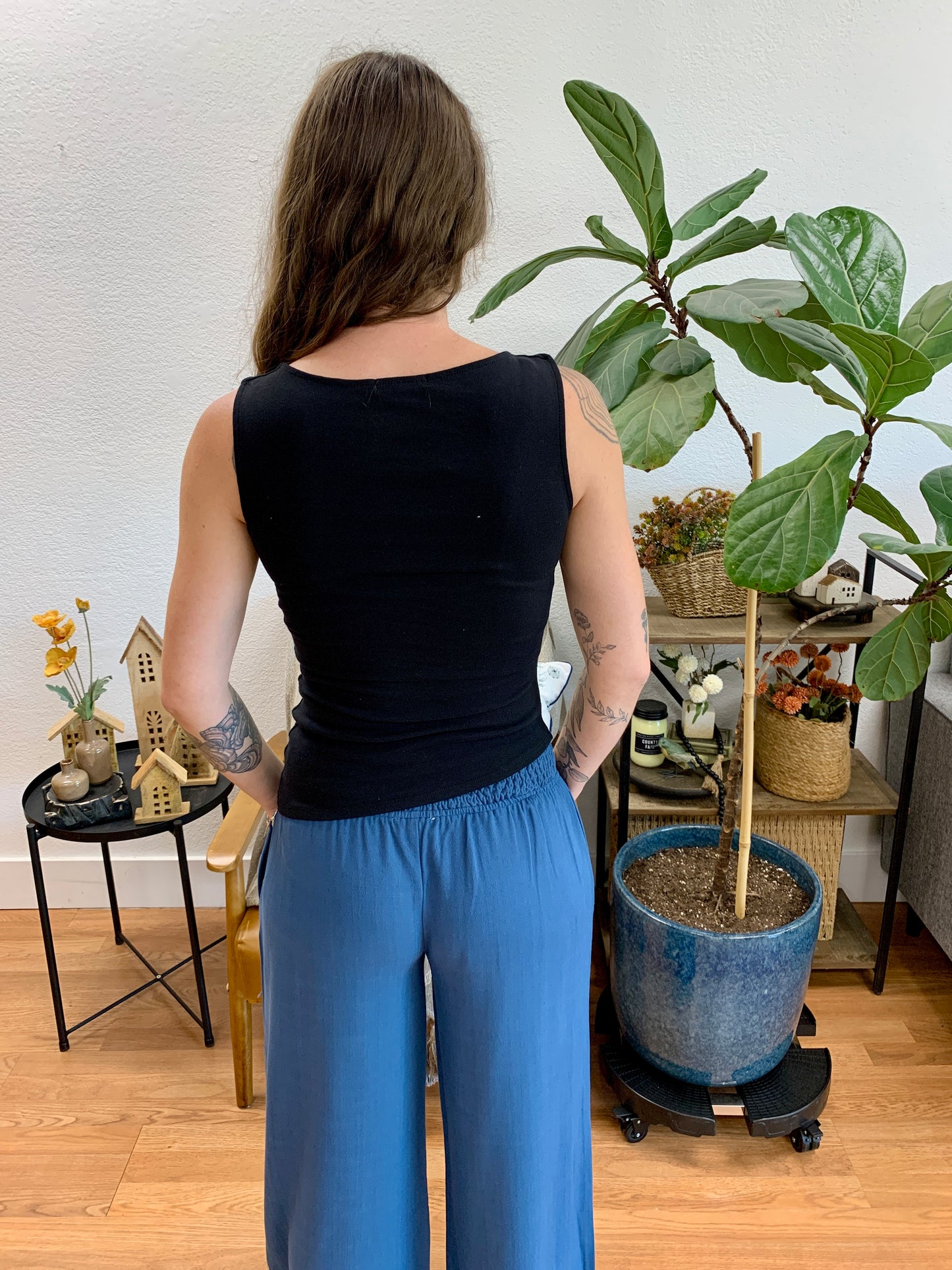 Black Asymmetrical Boat Neck Top