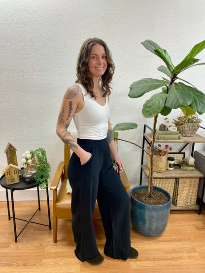 Black Wide Leg Gauze Pants