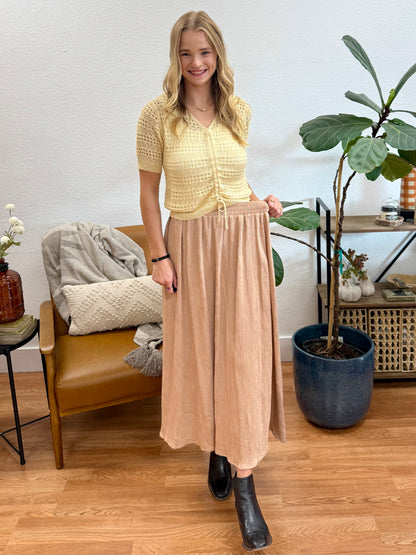 Mocha Textured Midi Skirt