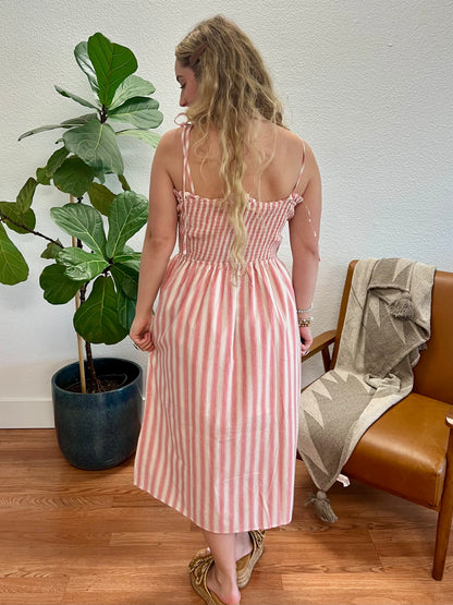 Pink Tiered Midi Dress