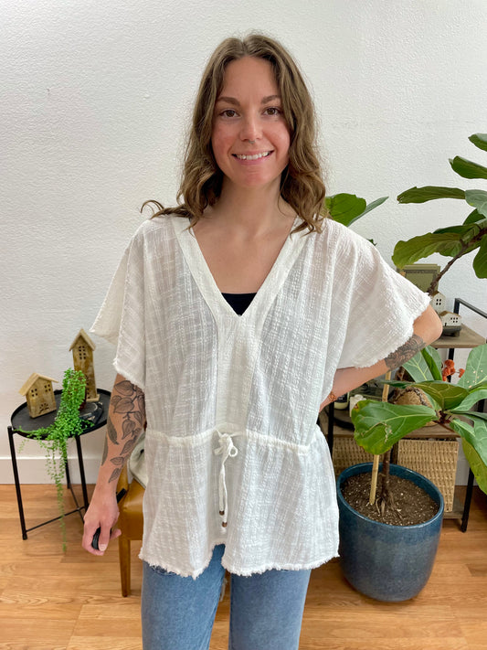 Batwing V Neck Top