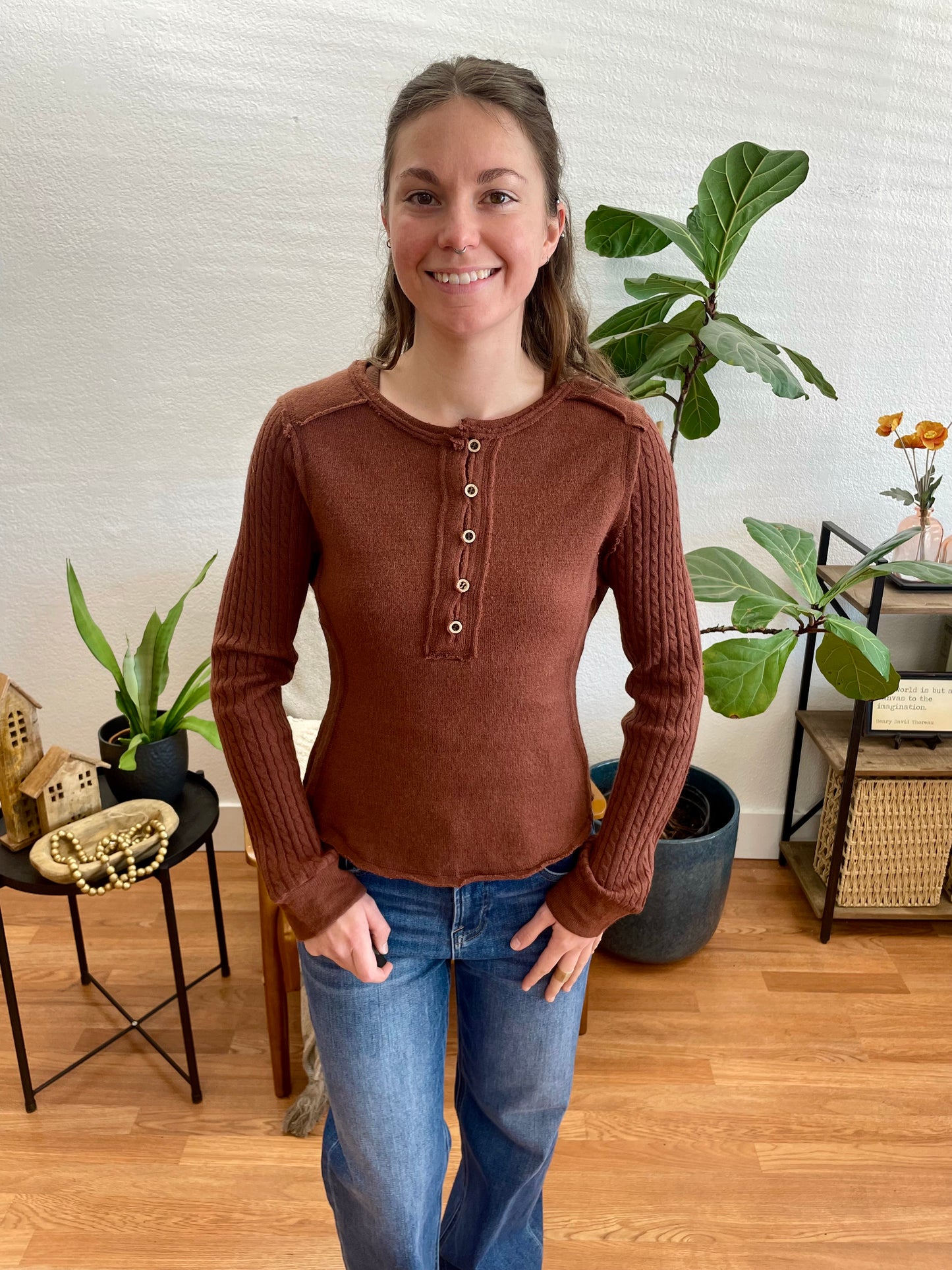 Cocoa Knit Sleeve Top