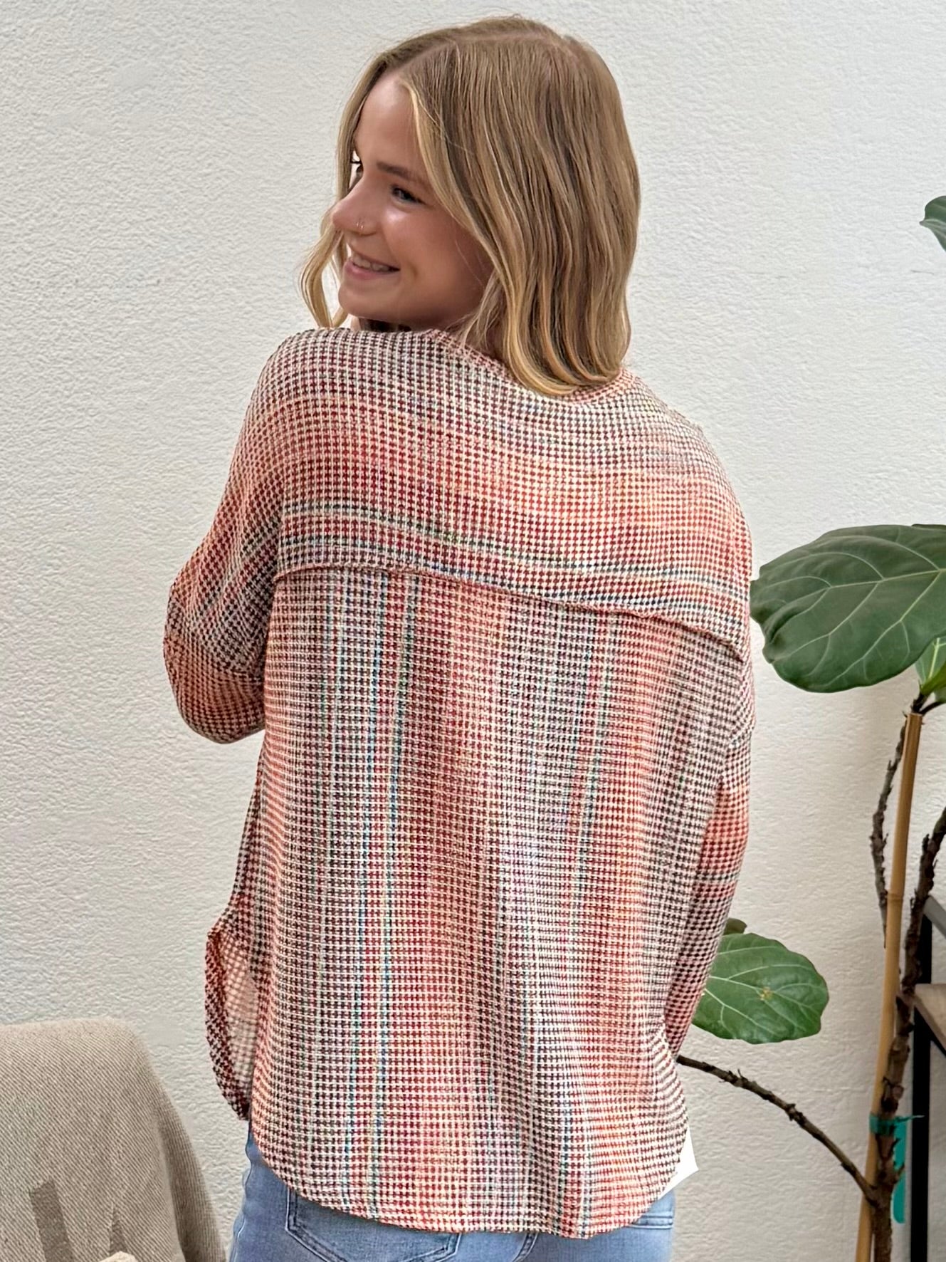 Multi Color Jacquard Stripe Top